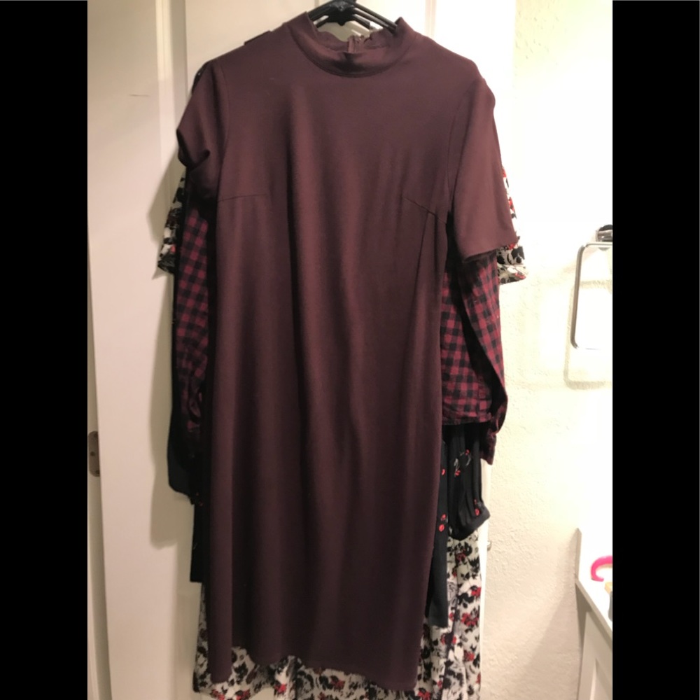 Purple bodycon dress with high neck